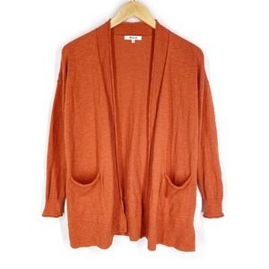 Madewell Bradley Cardigan Sweater Orange AI212 Open Front Cotton Slouchy XS